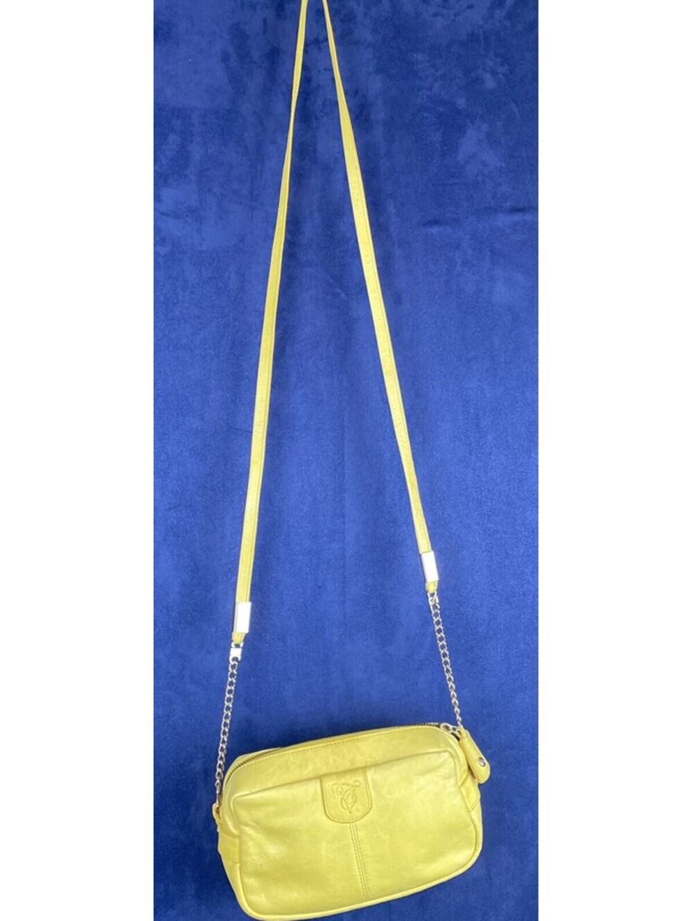 Tre Vero Crossbody Yellow Leather Camera Bag Purse Chain Pockets